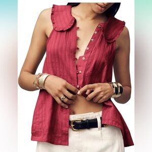 NWT Red Sleeveless Collard Blouse